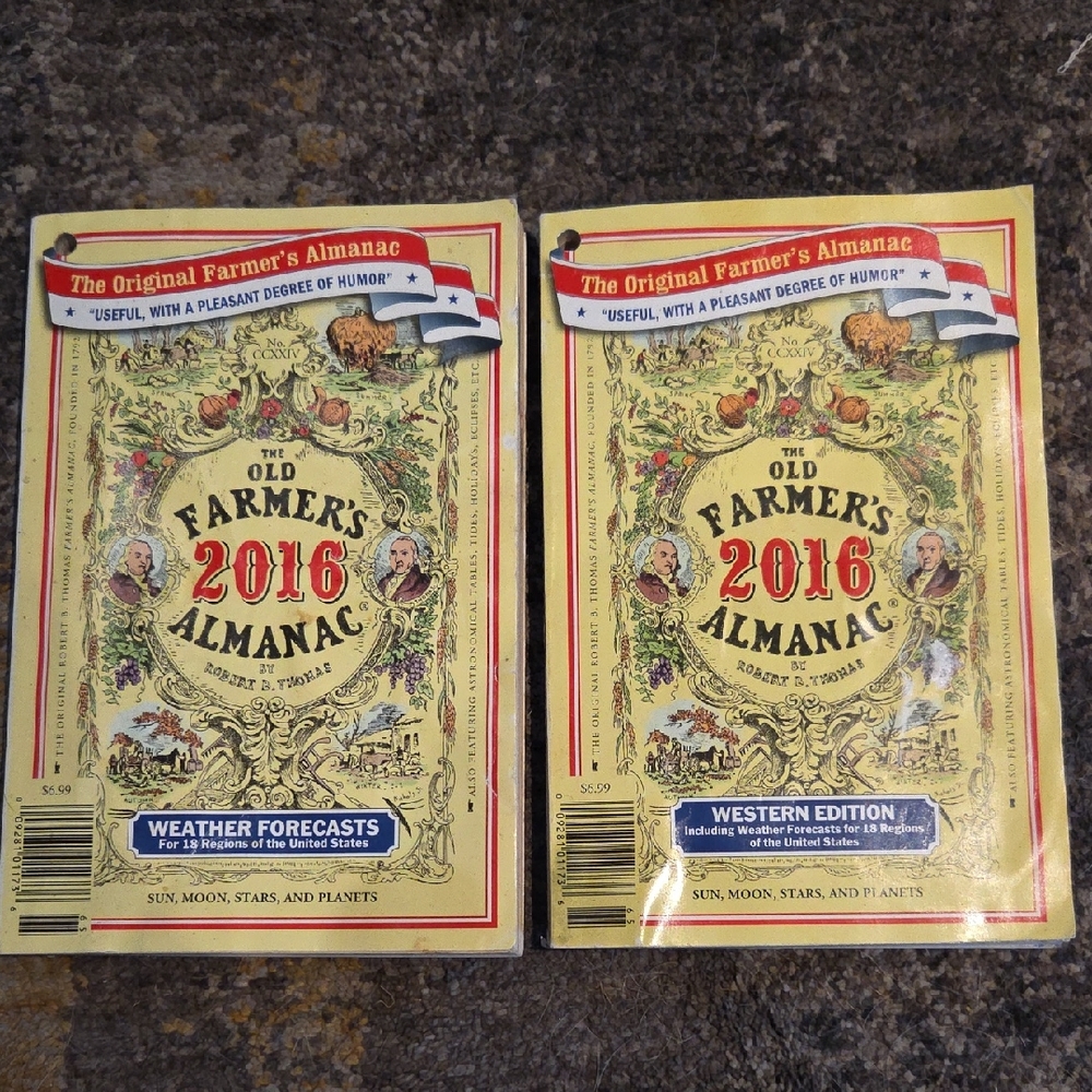 The Old Farmer's Almanac 2016 - Yellow Vintage Covers (Pair) Western & Weather